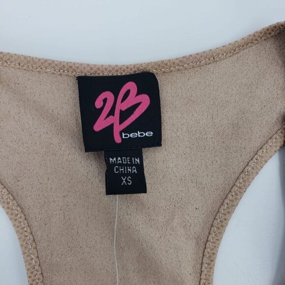 2B BEBE NWT women's XS tan suede cropped tank top - Picture 3 of 5